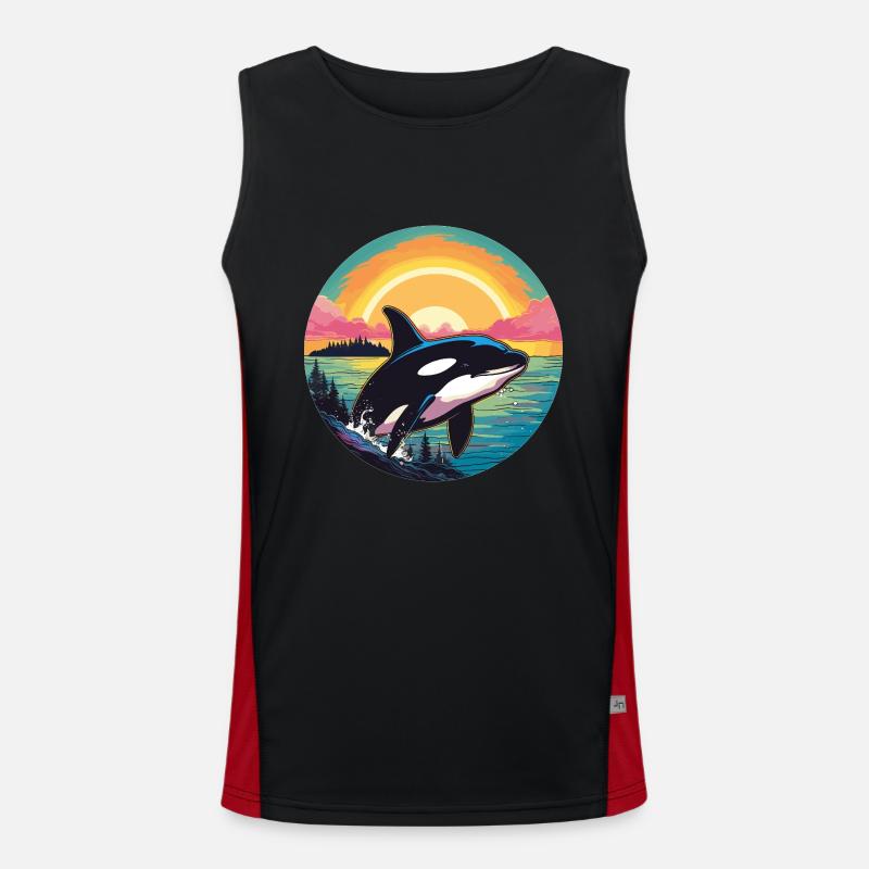 Orca at sunset Men's Functional Contrast Tank Top 