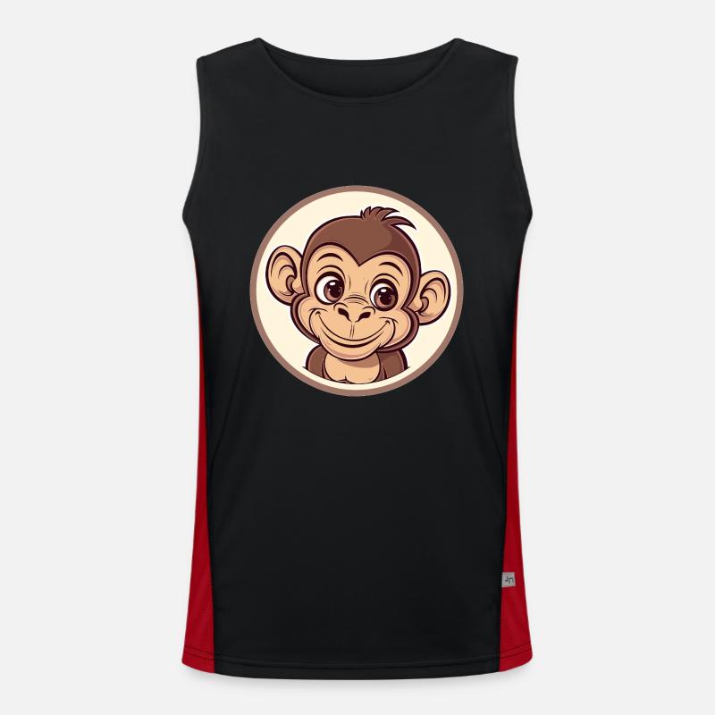 Cheerful monkey with a smile Men's Functional Contrast Tank Top 