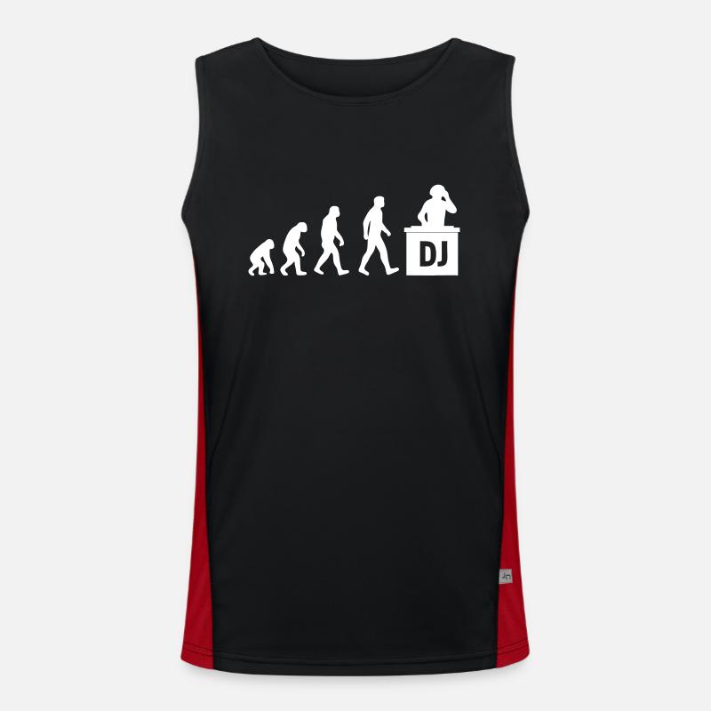 DJ Evolution – Electronic Music - Men's Functional Contrast Tank Top  - black/red