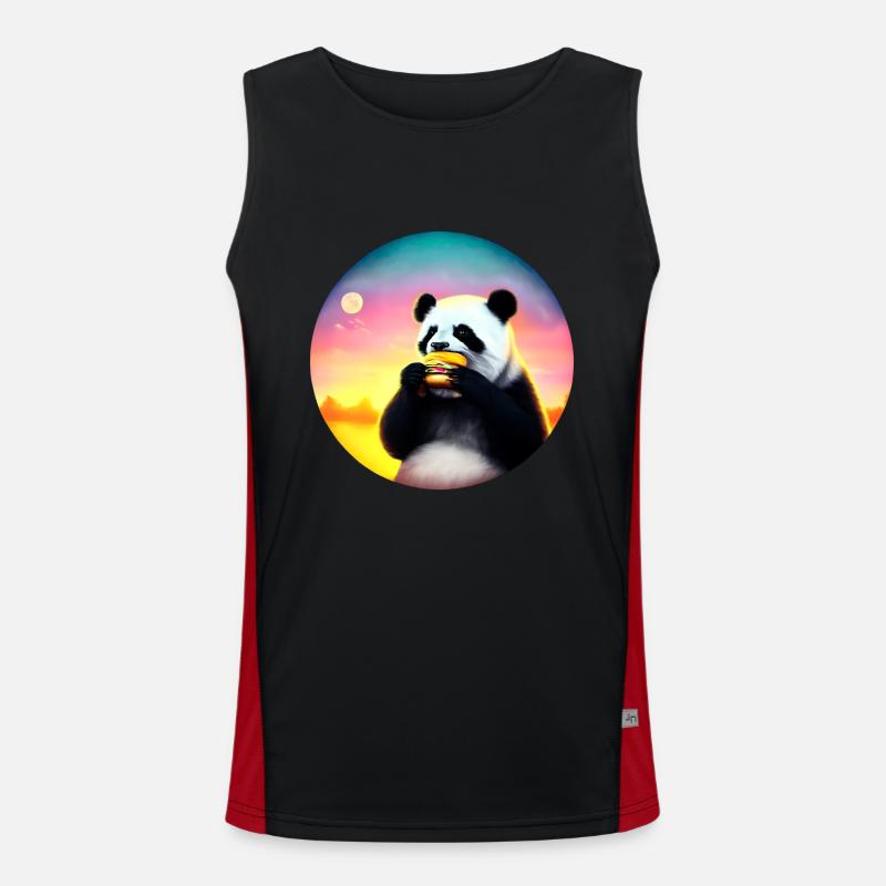Panda at Cheeseburger Sunset Men's Functional Contrast Tank Top 