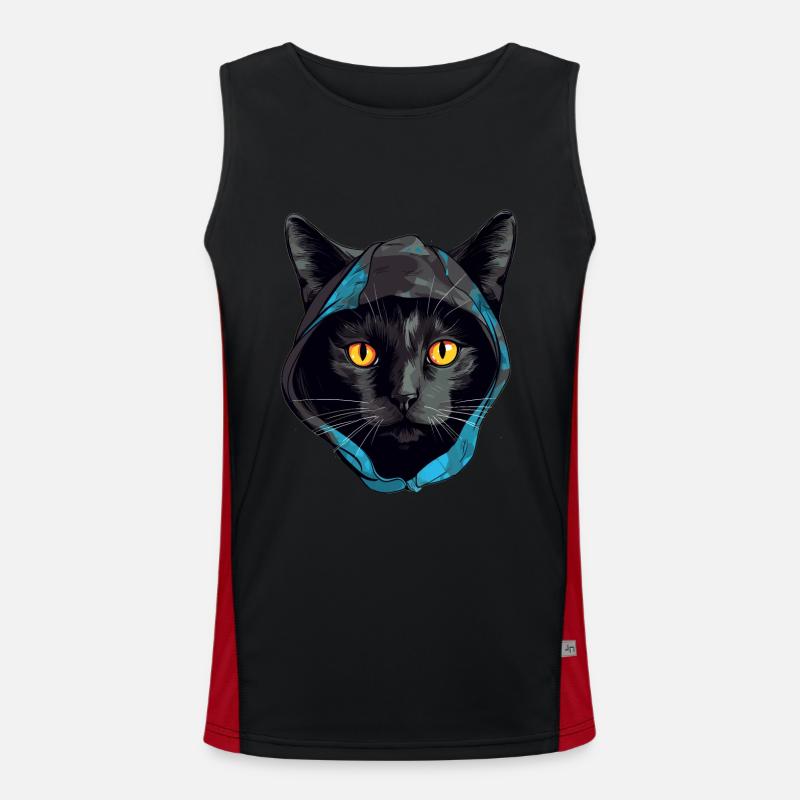 Tête de chat Noir Chat Bombay Chat heureux Chats Débardeur respirant contrasté Homme 