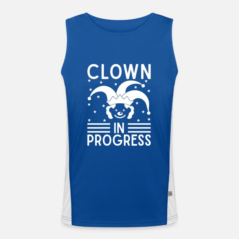 Circus Graphic Clown In Progress Circus Performer Men's Functional Contrast Tank Top 