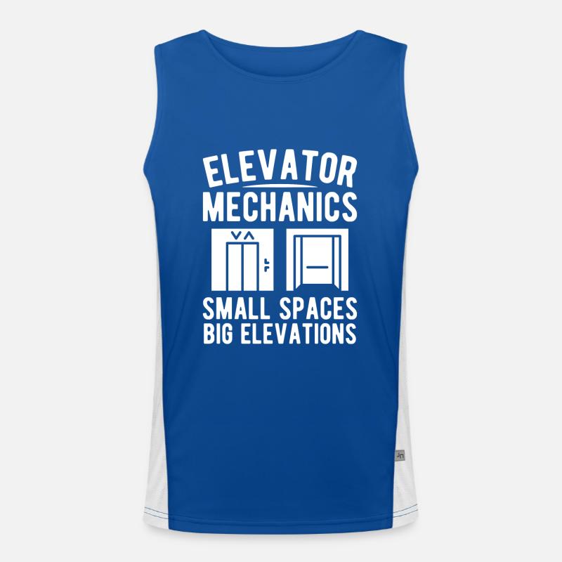 Funny Elevator Mechanic Small Spaces Big Elevation Funktionelles Kontrast-Tank Top für Männer 