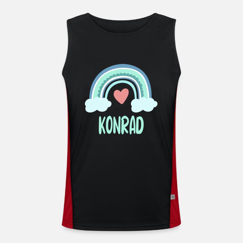 Konrad Name Regenbogen Baby Funktionelles Kontrast-Tank Top für Männer 
