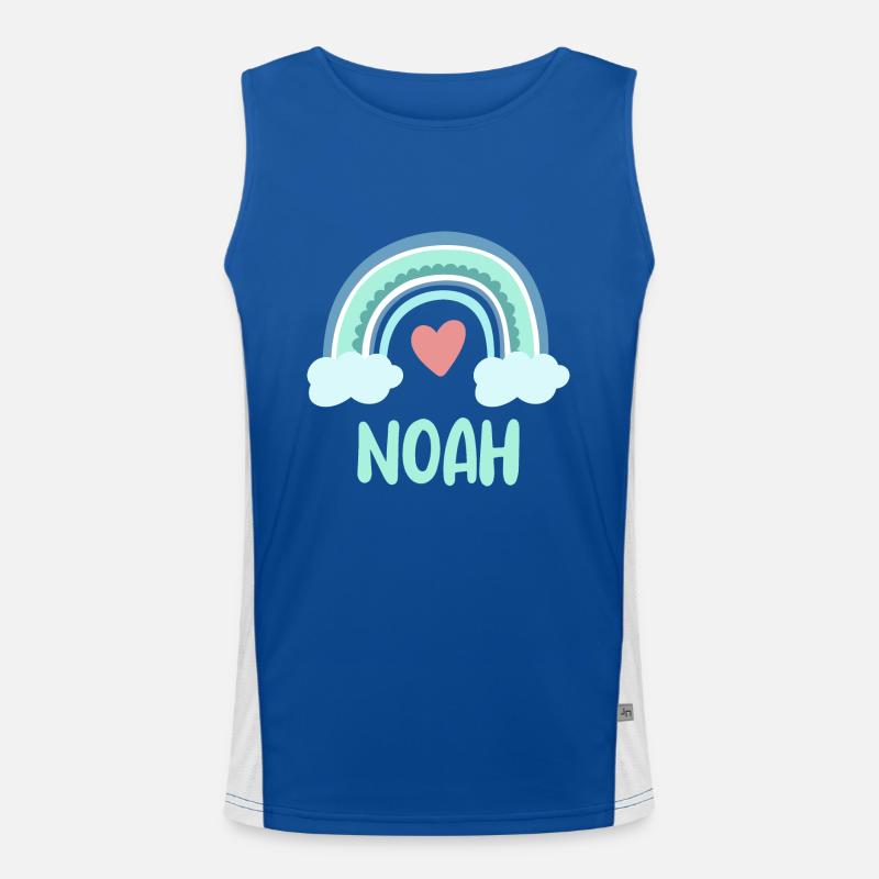 Noah Name Regenbogen Baby Funktionelles Kontrast-Tank Top für Männer 