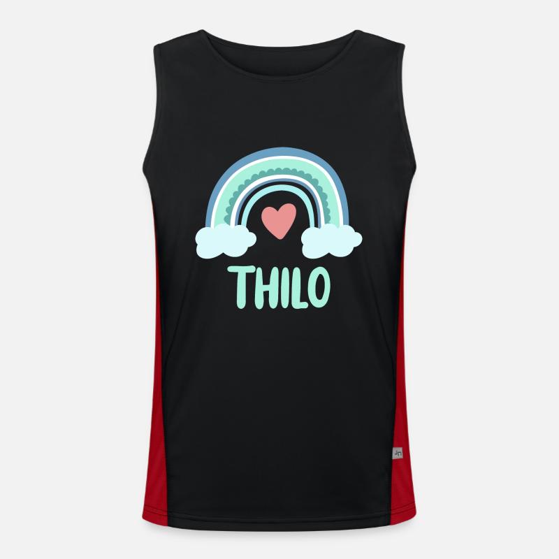 Thilo Name Regenbogen Baby Funktionelles Kontrast-Tank Top für Männer 