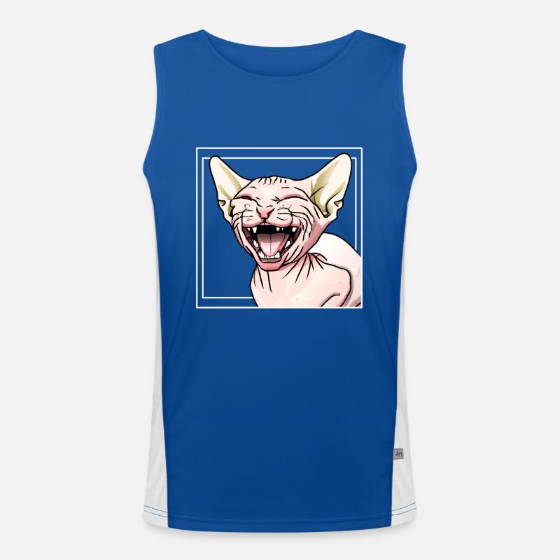 Sphynx cat laughs Men's Functional Contrast Tank Top 