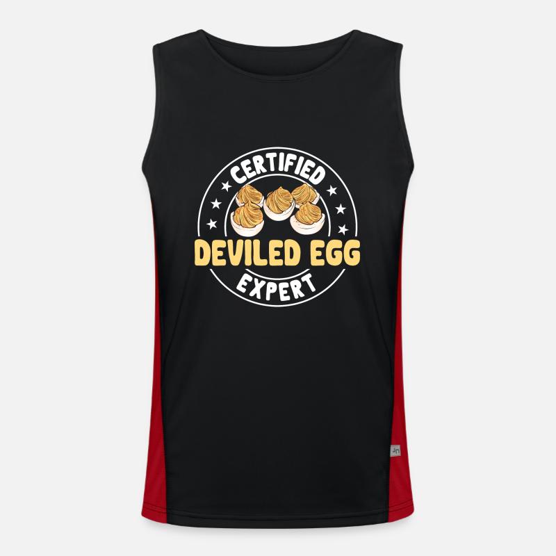 Gefüllte Eier Deviled Eggs - Funktionelles Kontrast-Tank Top für Männer  - Schwarz/Rot