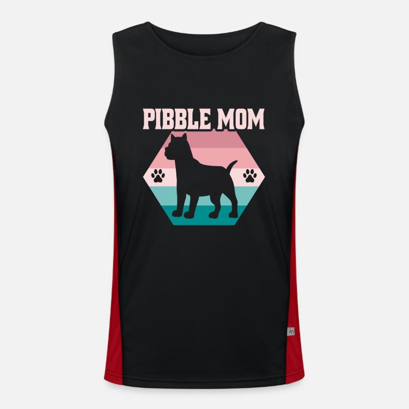 Pibble Mom Retro VIntage Pittie Pitbull Terrier Funktionelles Kontrast-Tank Top für Männer 