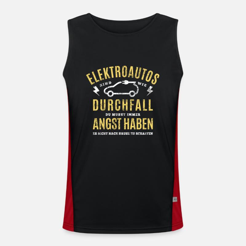 Elektroautos sind wie Durchfall E-Auto Reichweite Funktionelles Kontrast-Tank Top für Männer 