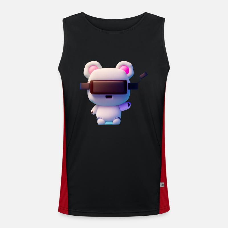 Bear with Virtual Reality Headset - Men's Functional Contrast Tank Top - black/red