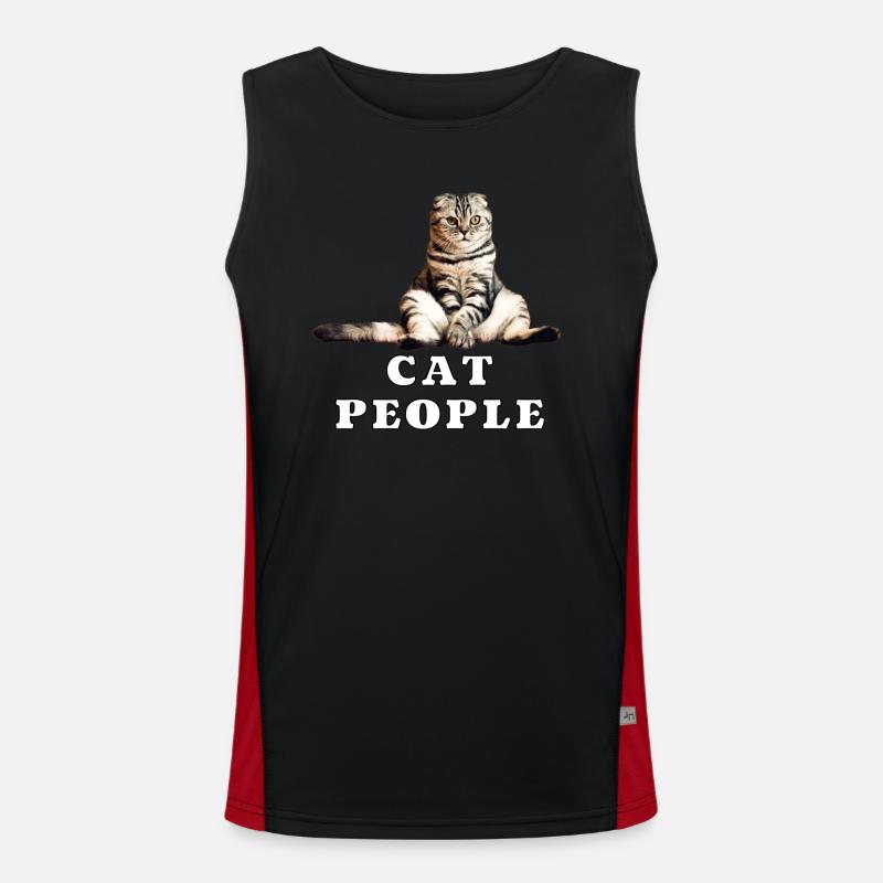 Cat – Cat People - Men's Functional Contrast Tank Top  - black/red
