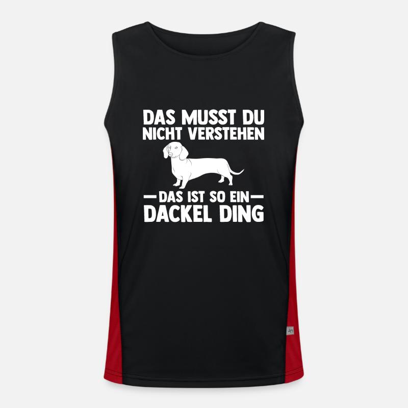 Hund Dackel Funktionelles Kontrast-Tank Top für Männer 