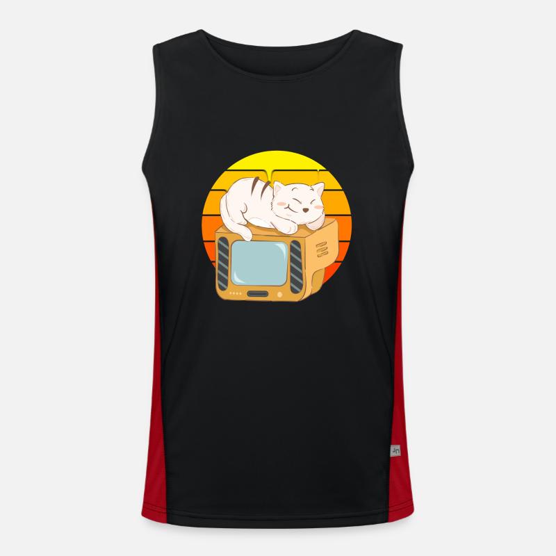 Cat Tv Sunset Men's Functional Contrast Tank Top 