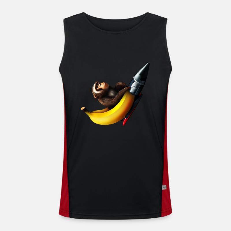 Rakete Banane Affe Astronaut Funktionelles Kontrast-Tank Top für Männer 