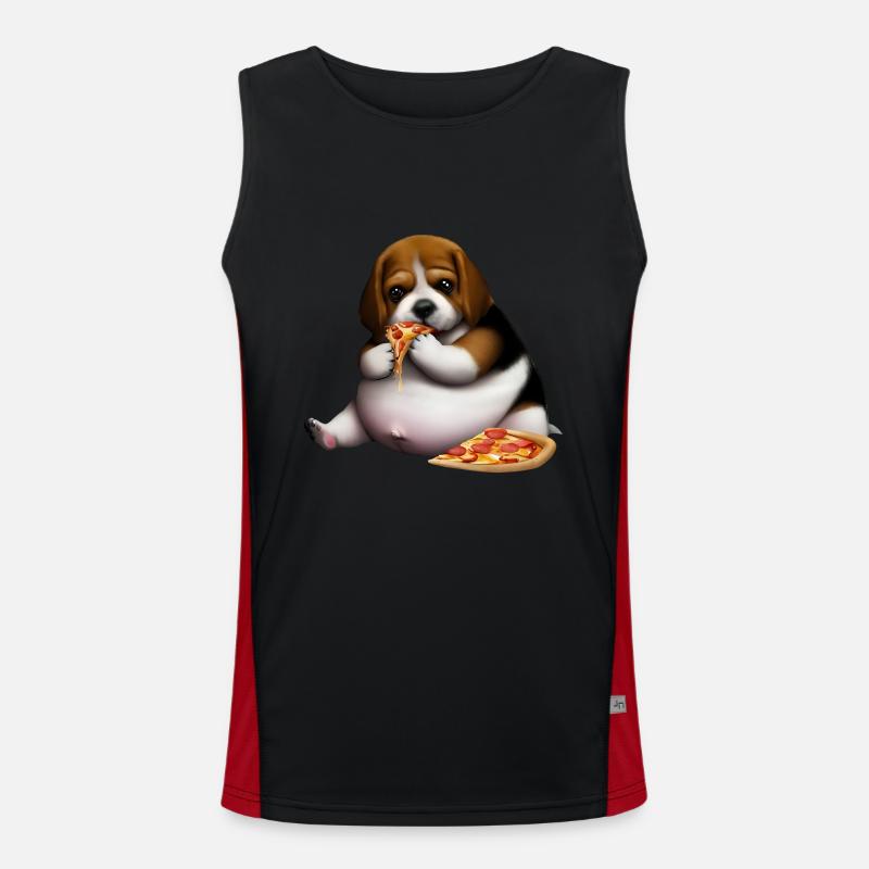 Pizza Lover Beagle Dog Men's Functional Contrast Tank Top 