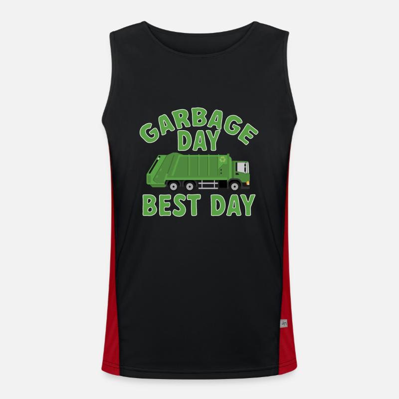 Garbage trucks, garbage day, garbage collection Men's Functional Contrast Tank Top 
