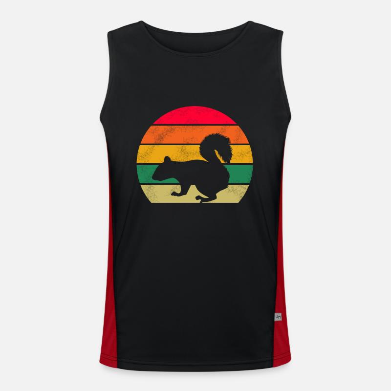 Waldbewohner Wald Tier Nagetier Retro Eichhörnchen Funktionelles Kontrast-Tank Top für Männer 