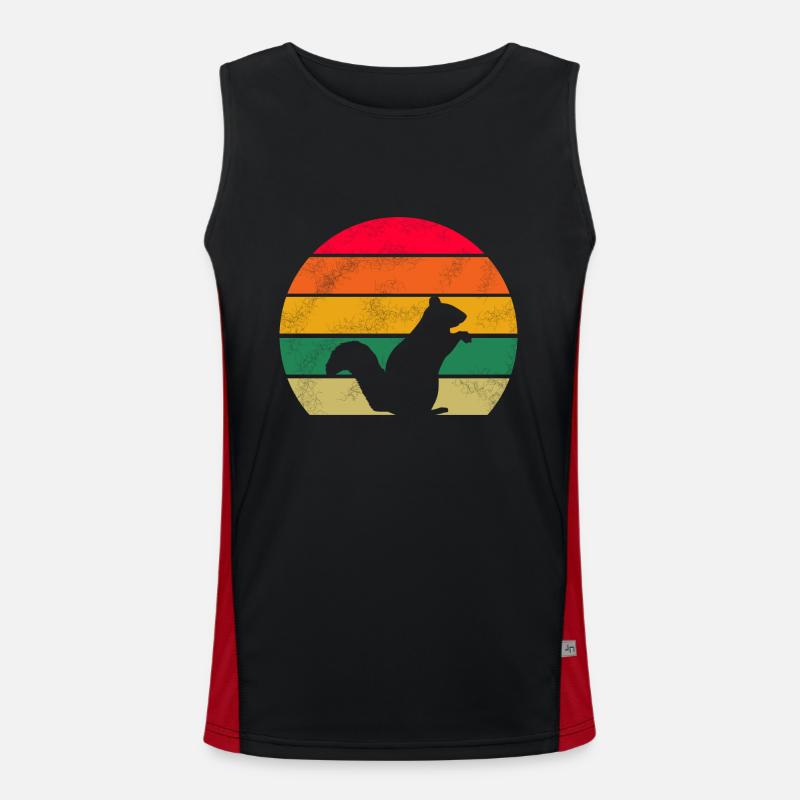 Waldbewohner Wald Tier Retro Eichhörnchen Funktionelles Kontrast-Tank Top für Männer 