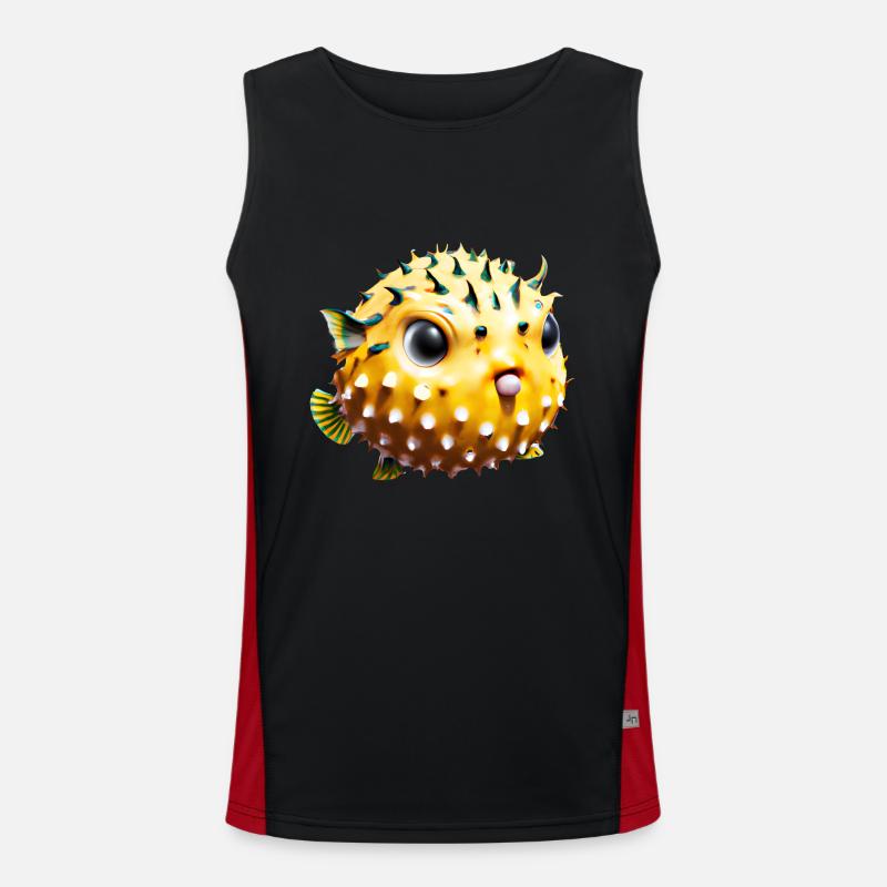 Inflated puffer fish Men's Functional Contrast Tank Top 