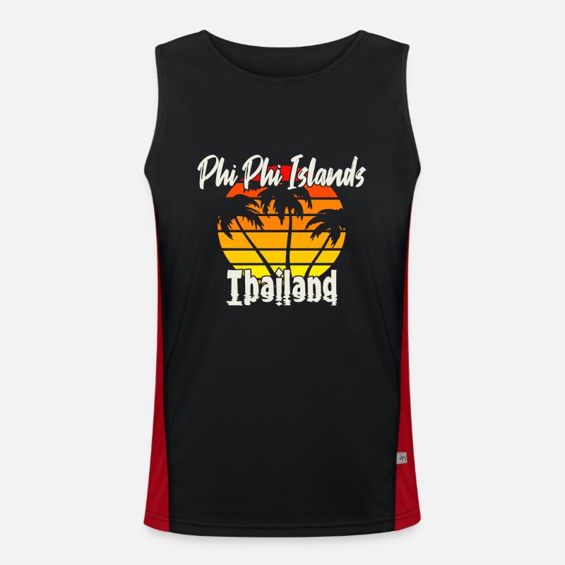 Phi Phi Islands Thailand - Men's Functional Contrast Tank Top  - black/red