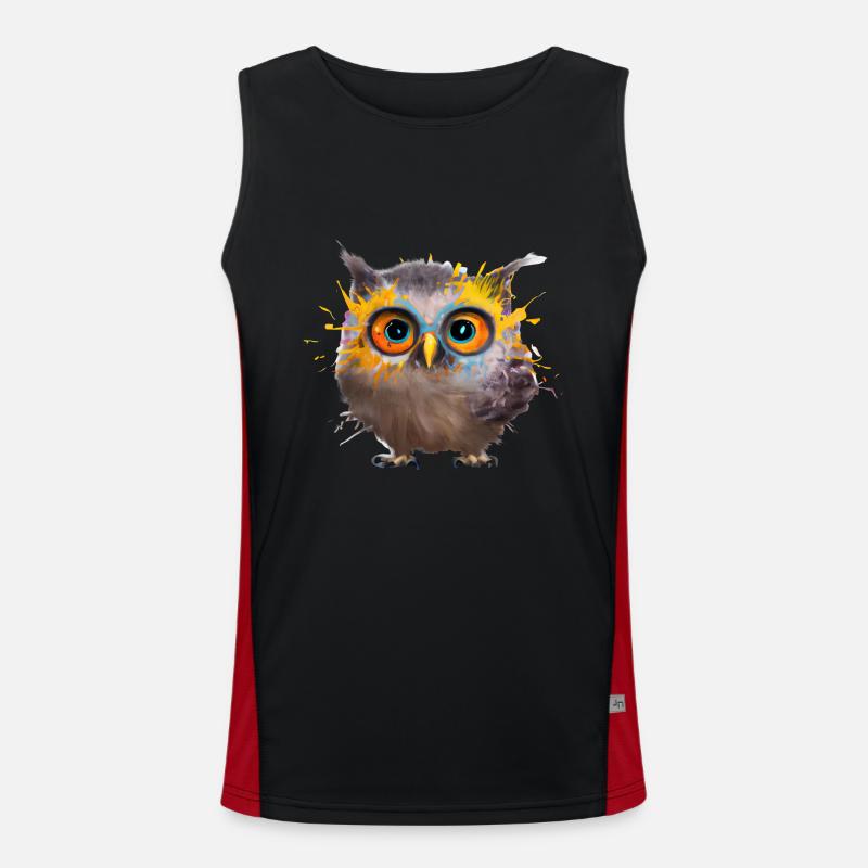 Farbenfrohe Eulen-Illustration Funktionelles Kontrast-Tank Top für Männer 