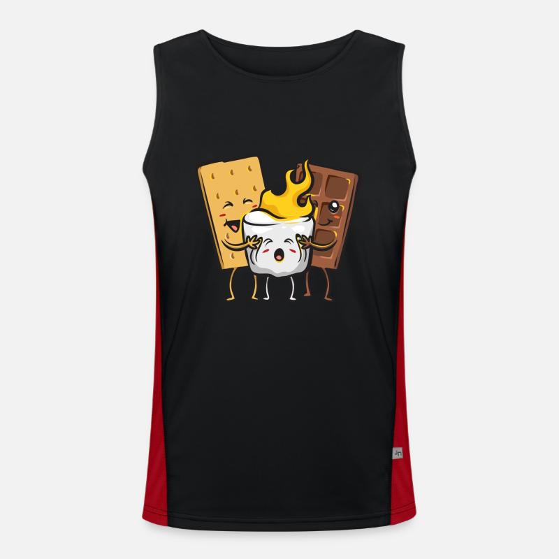 S'more Campfire Marshmallow Camping - Men's Functional Contrast Tank Top  - black/red