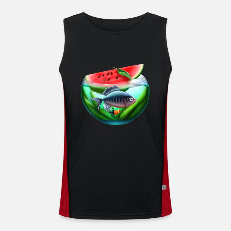 Watermelon aquarium with fish Men's Functional Contrast Tank Top 