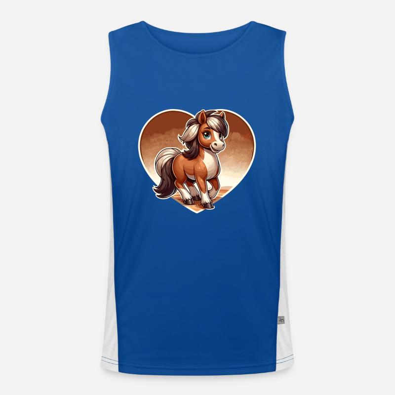 Horse with heart in comic style Men's Functional Contrast Tank Top 