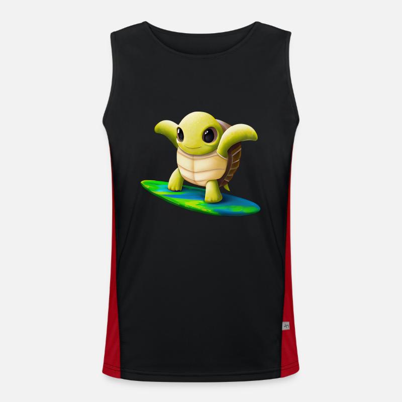 Surfende Schildkröte Funktionelles Kontrast-Tank Top für Männer 