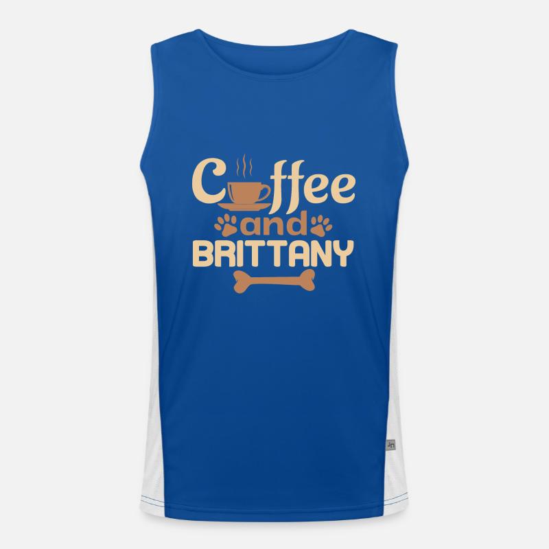 coffe and Brittany pet lover Men's Functional Contrast Tank Top 