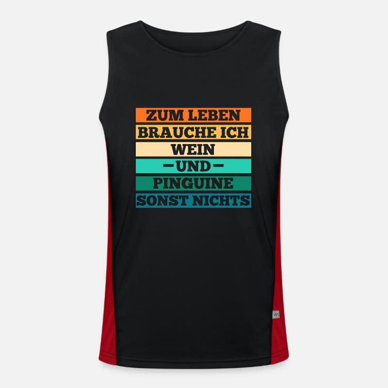Wein Pinguin Funktionelles Kontrast-Tank Top für Männer 