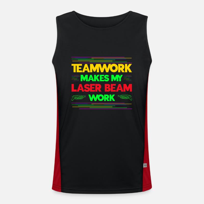 Teamwork Makes My Laser Beam Work Laser Tag Idea Funktionelles Kontrast-Tank Top für Männer 