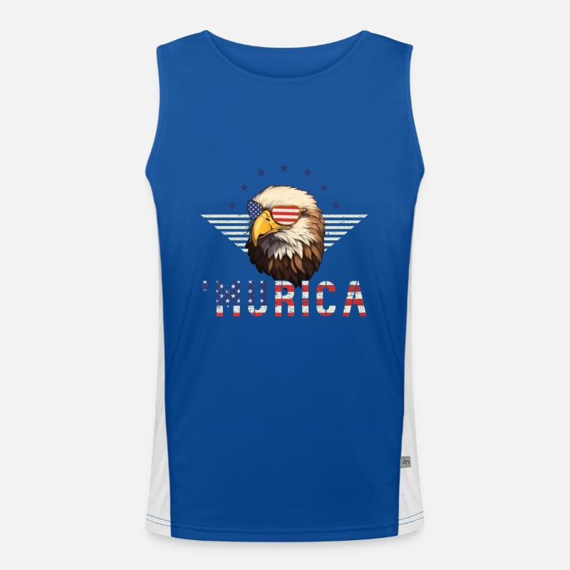 Eagle Sunglasses Murica America Flag Gift Men's Functional Contrast Tank Top 