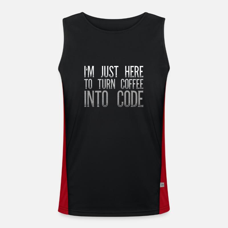 Je suis juste là pour le café en code Débardeur respirant contrasté Homme 