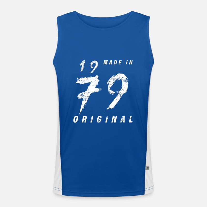 Made In 1979 Original Geburtstag Grunge Distressed Funktionelles Kontrast-Tank Top für Männer 