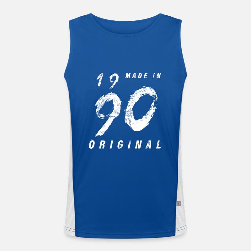 Made In 1990 Original Geburtstag Grunge Distressed Funktionelles Kontrast-Tank Top für Männer 