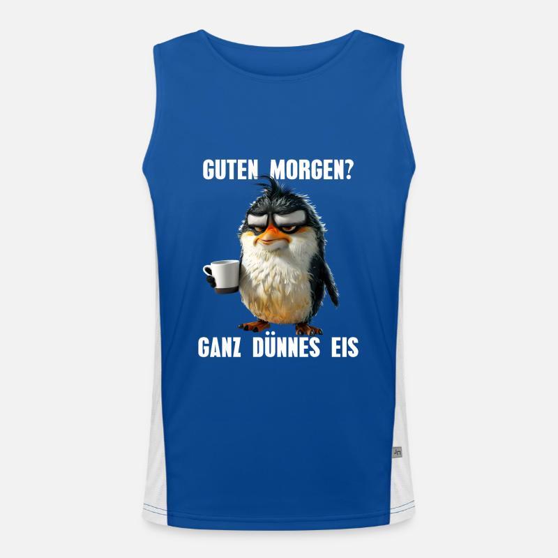 Good morning very thin ice cream morning grouch penguin Men's Functional Contrast Tank Top 