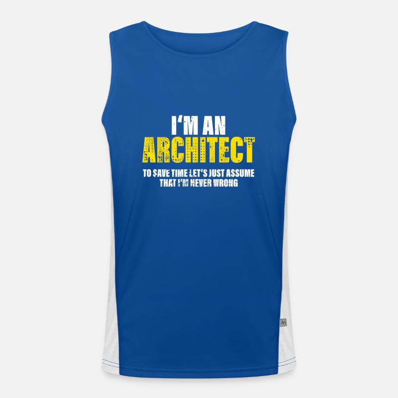 Architect Funny Saying Profession Colleague Gift Men's Functional Contrast Tank Top 