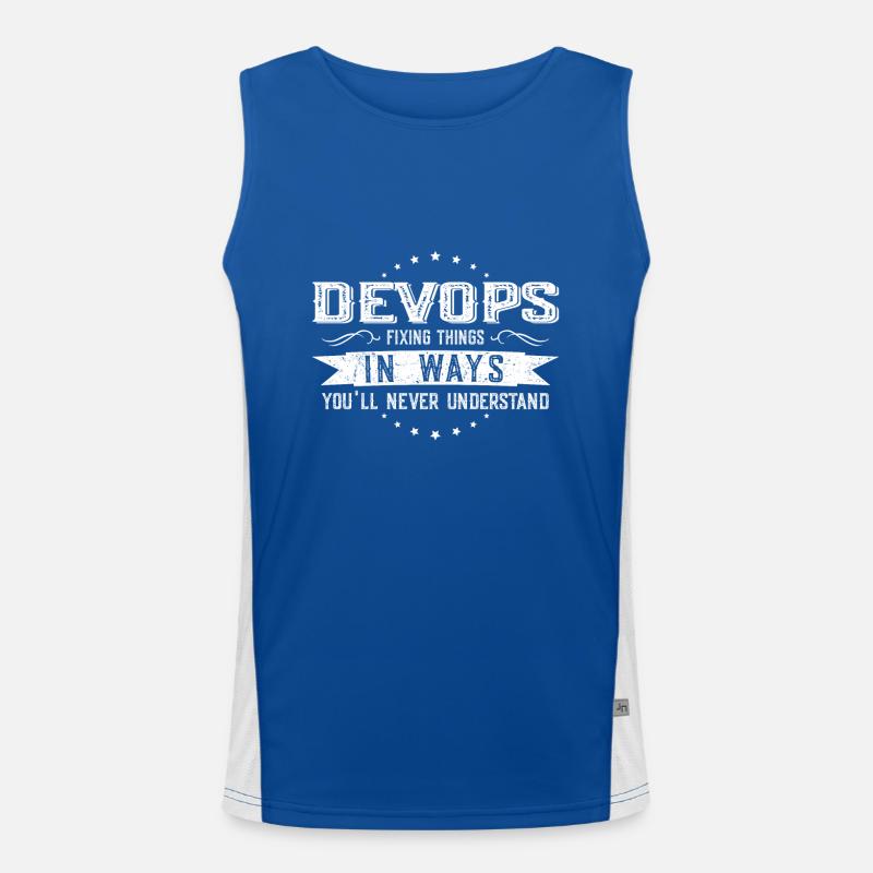 Developer Colleagues Gift Profession Saying Funny Men's Functional Contrast Tank Top 