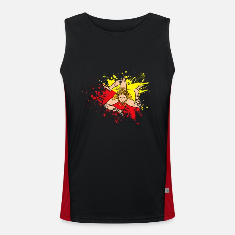 Sicily Flag Italy Sicily Men's Functional Contrast Tank Top 