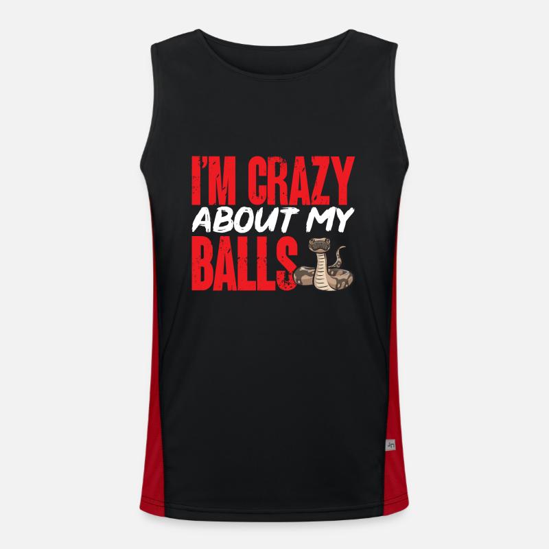 Ball Python Snake King Python - Men's Functional Contrast Tank Top  - black/red