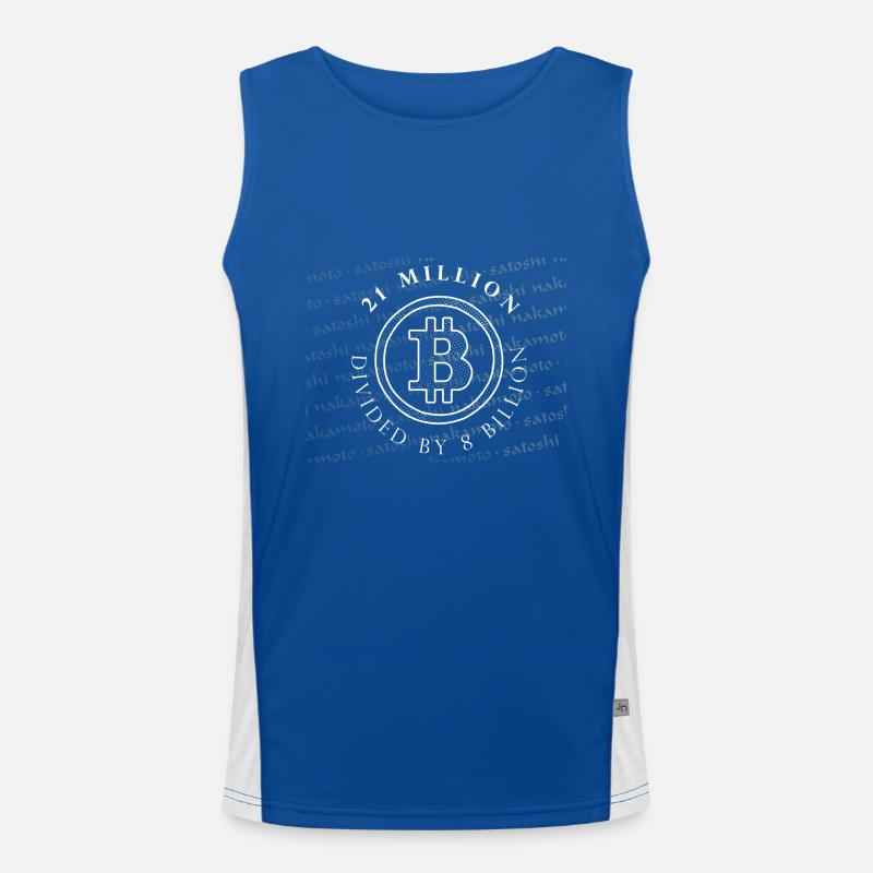 21 Million Divided by 8 Billion Bitcoin T-Shirt Men's Functional Contrast Tank Top 