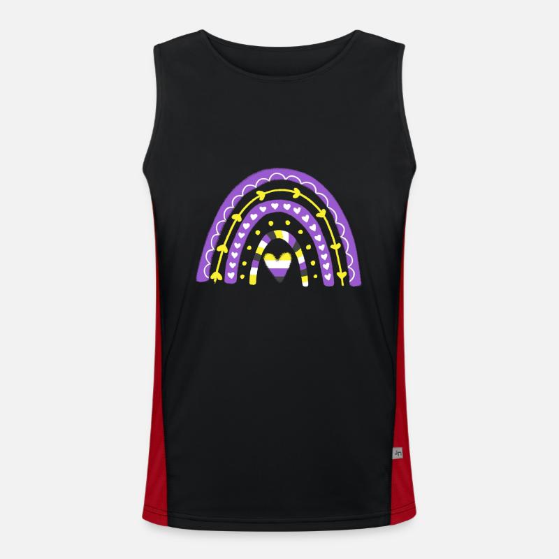 Nonbinary Pride Boho Rainbow - Men's Functional Contrast Tank Top  - black/red