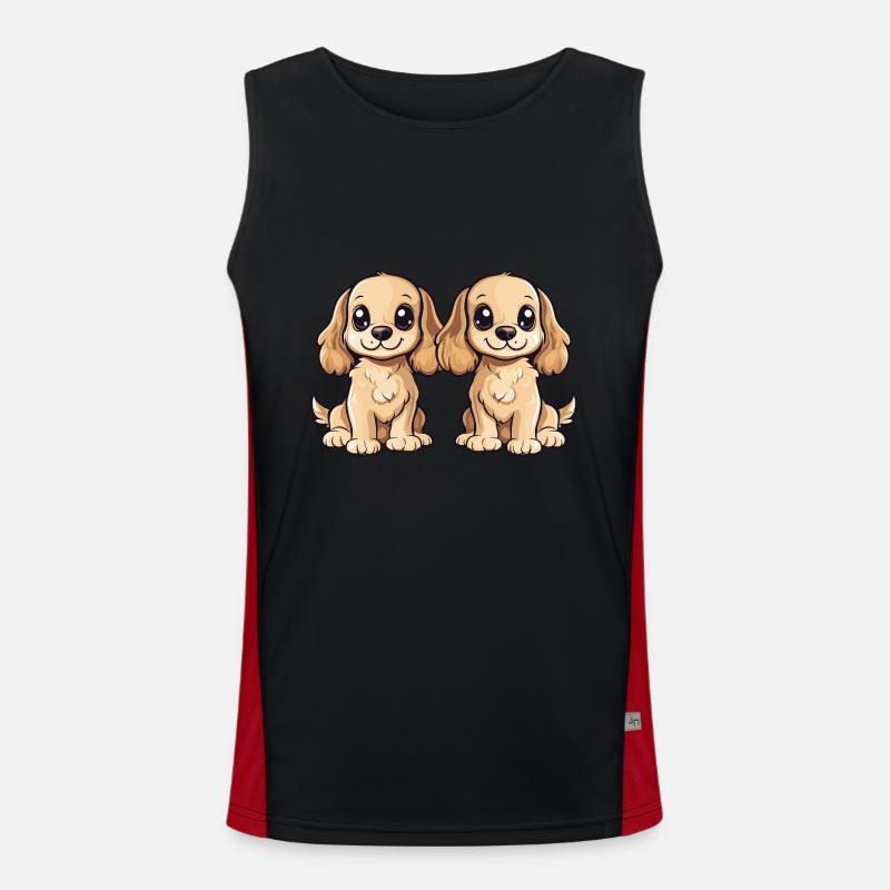 Cocker Spaniel Hund Comic Funktionelles Kontrast-Tank Top für Männer 