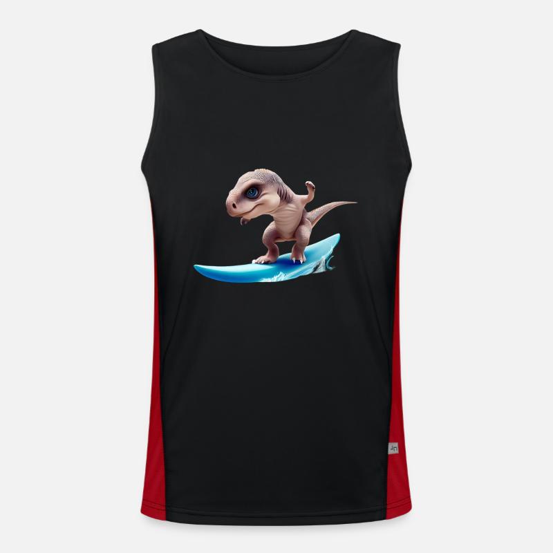 Der Surfer Dino Funktionelles Kontrast-Tank Top für Männer 