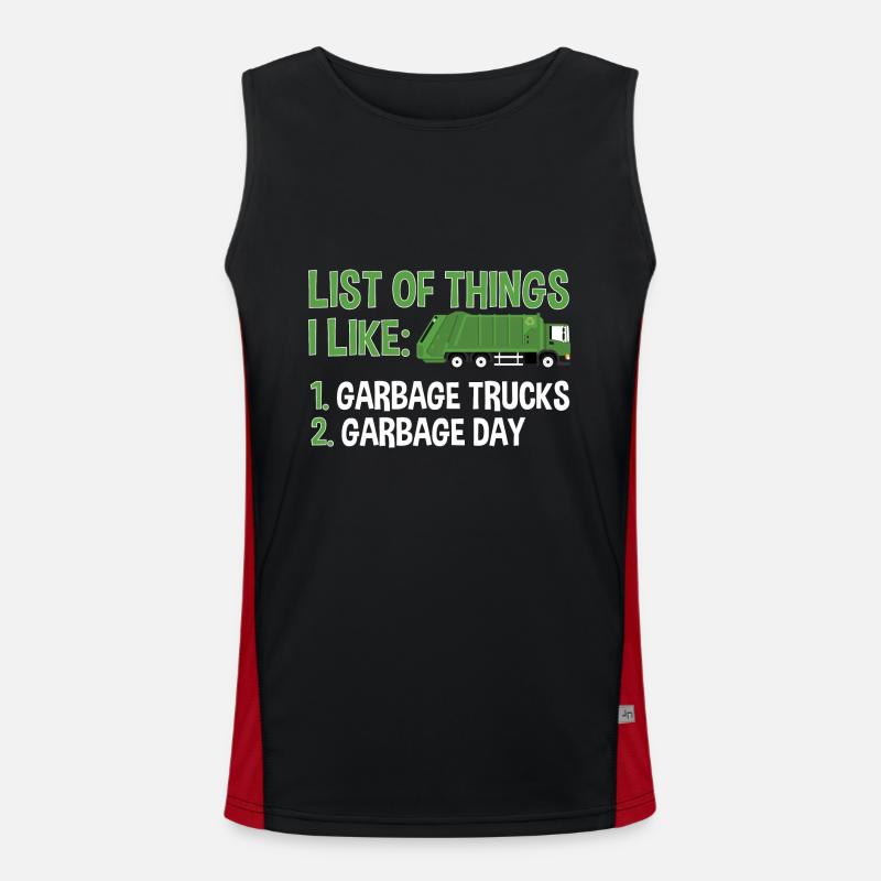 Garbage trucks, garbage day, garbage collection Men's Functional Contrast Tank Top 