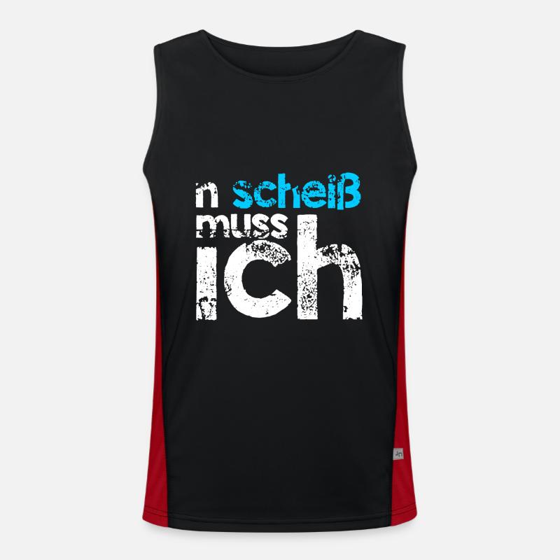 n scheiss muss ich blau Geschenk Idee Funktionelles Kontrast-Tank Top für Männer 
