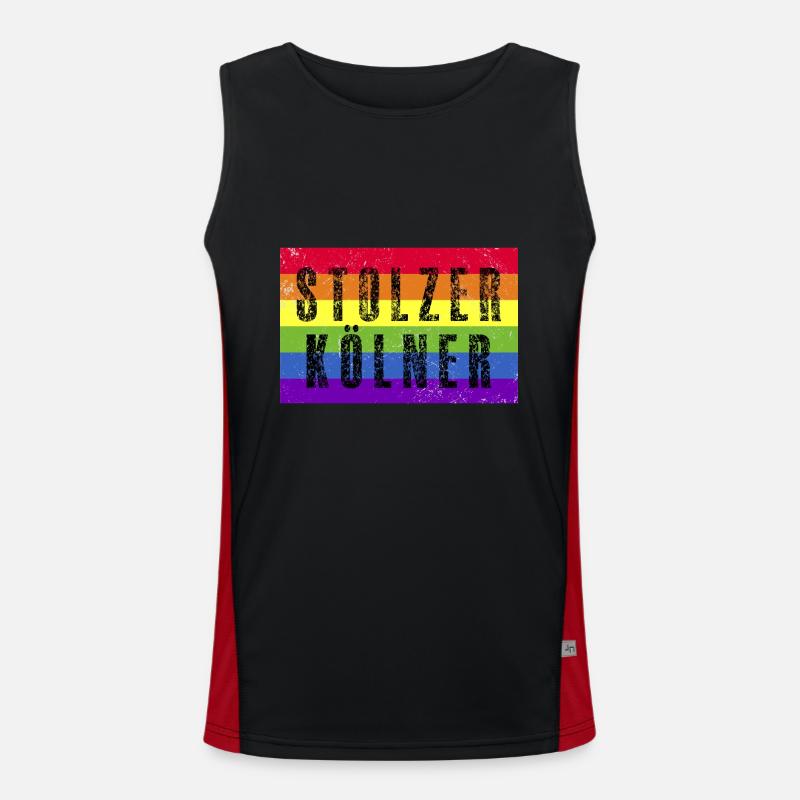 Stolzer Kölner - Regenbogenfahne Funktionelles Kontrast-Tank Top für Männer 