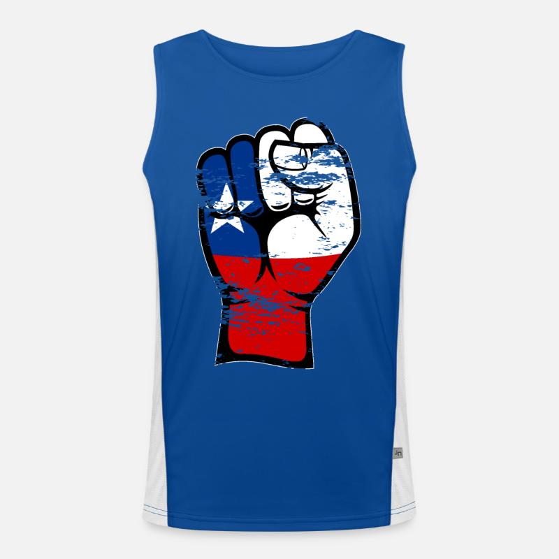 Chile Flagge Faust Hand Symbol used Funktionelles Kontrast-Tank Top für Männer 